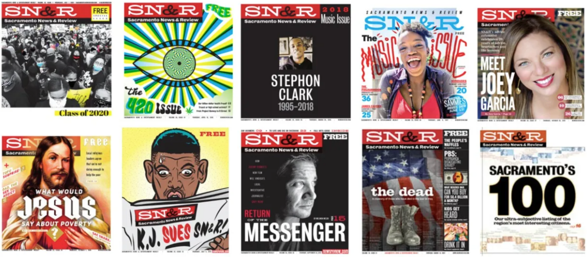 A collection of Sacramento News & Review covers.